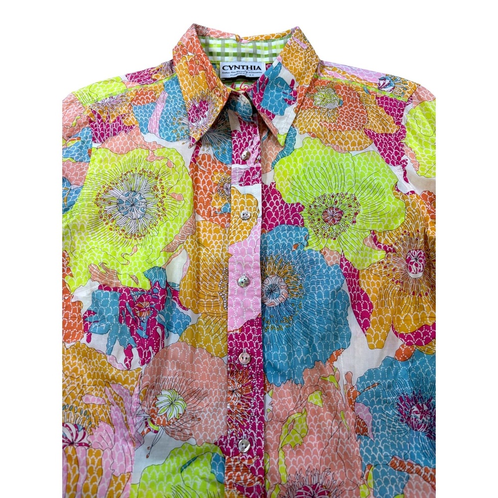 Robert Graham Rare Multicolor Floral Patchwork Inspired Statement Maximalist S